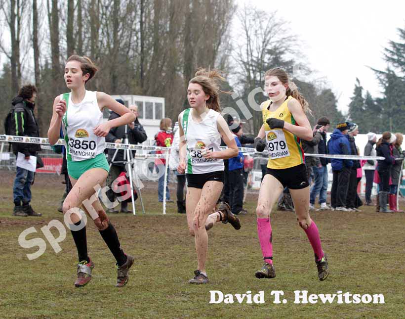 3979 Kate Waugh (North East) working her way through the field in finishing 3rd in the under-15 girls McCain World Cross Country Trials and Inter Counties, Cofton Park, Birmingham.